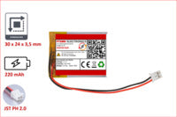 Lithium-Ion Polymer 3,7V Akku - Stecker: JST-PH 2.0