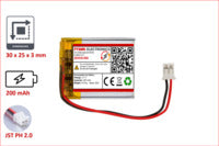Lithium-Ion Polymer 3,7V Akku - Stecker: JST-PH 2.0