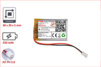 Lithium-Ion Polymer 3,7V Akku - Stecker: JST-PH 2.0
